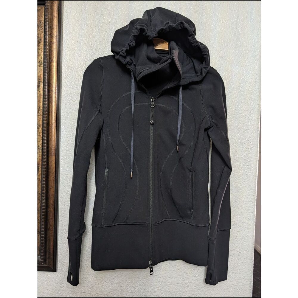 lululemon athletica Black Hooded Full-Zip Bomber Jacket